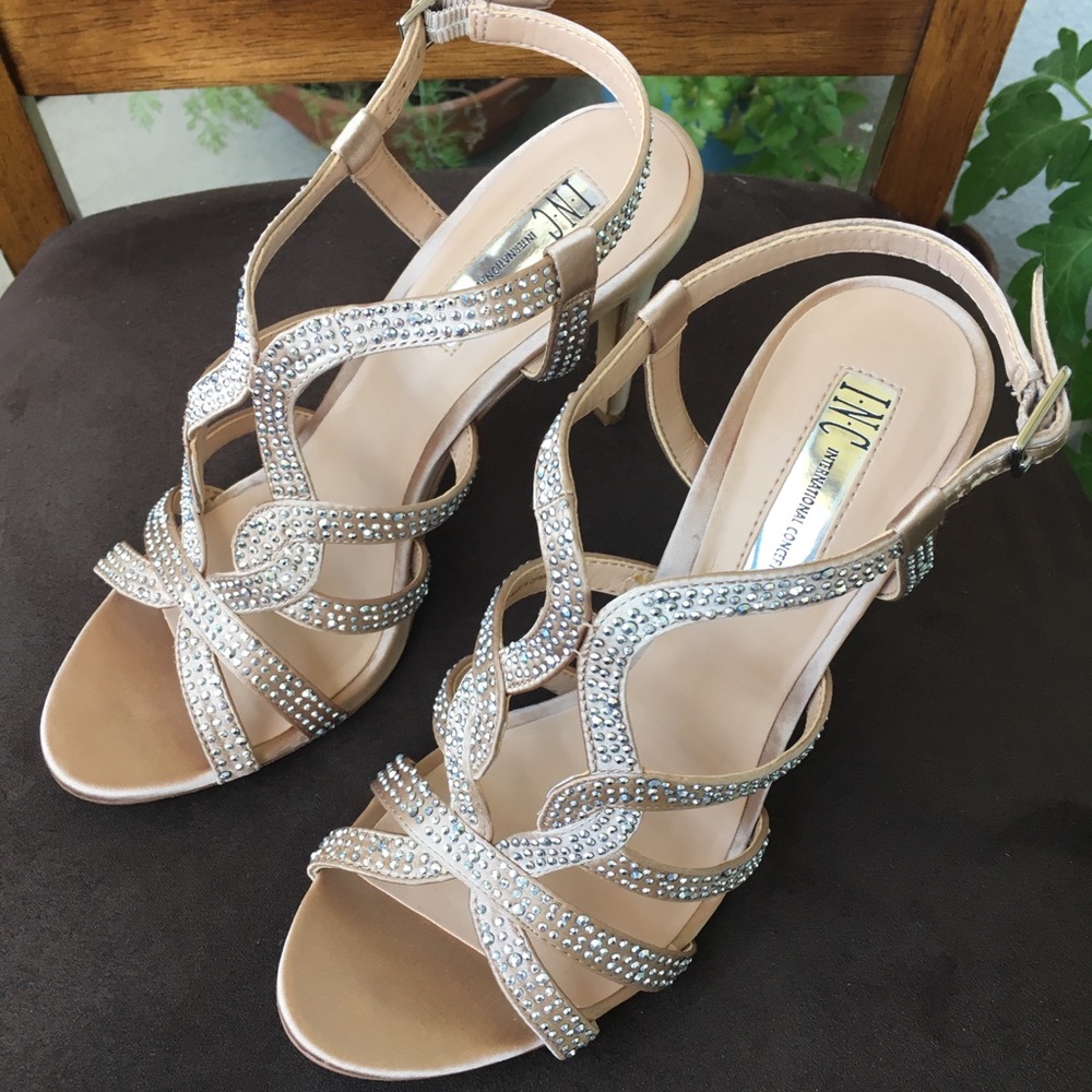 INC Champagne Rhinestone Heels Size 7
